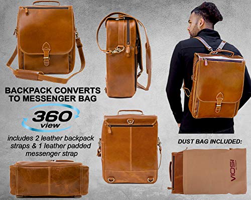 Genuine Leather Backpack For Men Messenger Bag Briefcase for Laptop