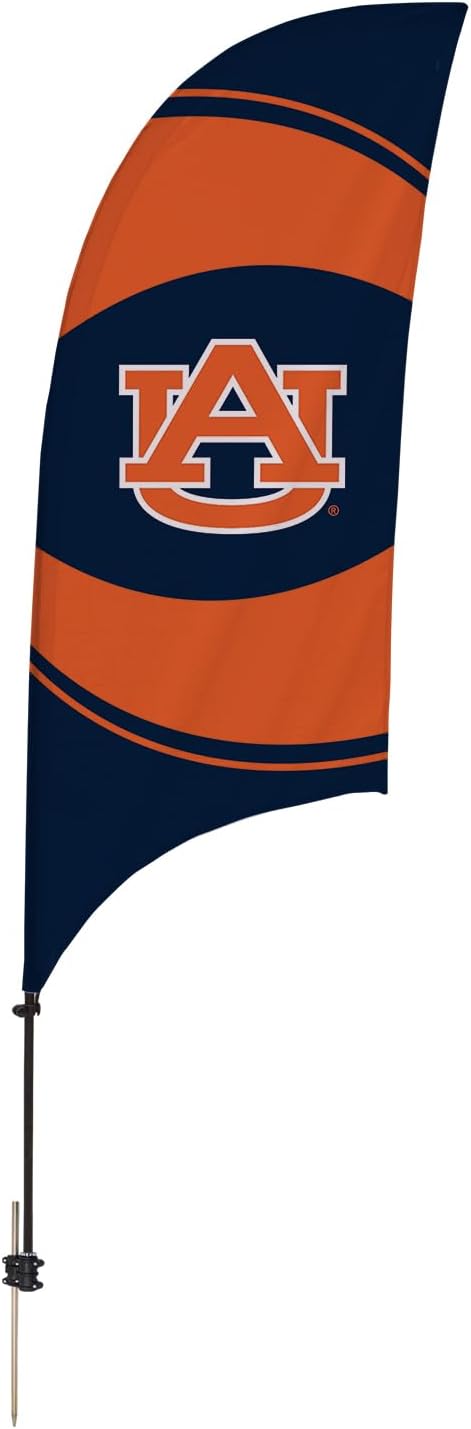 Auburn Tigers College Sports Printed Feather Flag - NCAA Licensed - Super Polyester - School Banner (Orange, Blue) (7.5' Spike Base)