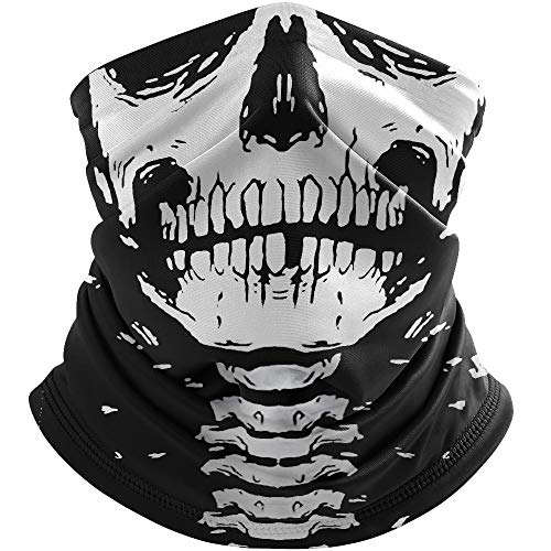 KINDEEP Halloween Neck Gaiter Face Scarf, 3D Printed, Sun Protection Breathable Elastic Bandana for Outdoor (Skeleton) KINDEEP Halloween Neck Gaiter Face Scarf, 3D Printed, Sun Protection Breathable Elastic Bandana for Outdoor (Skeleton)