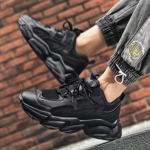 ANUFER Mens PU Sport Shoes Fashion Chunky Sneakers Height Increasing Trainers4