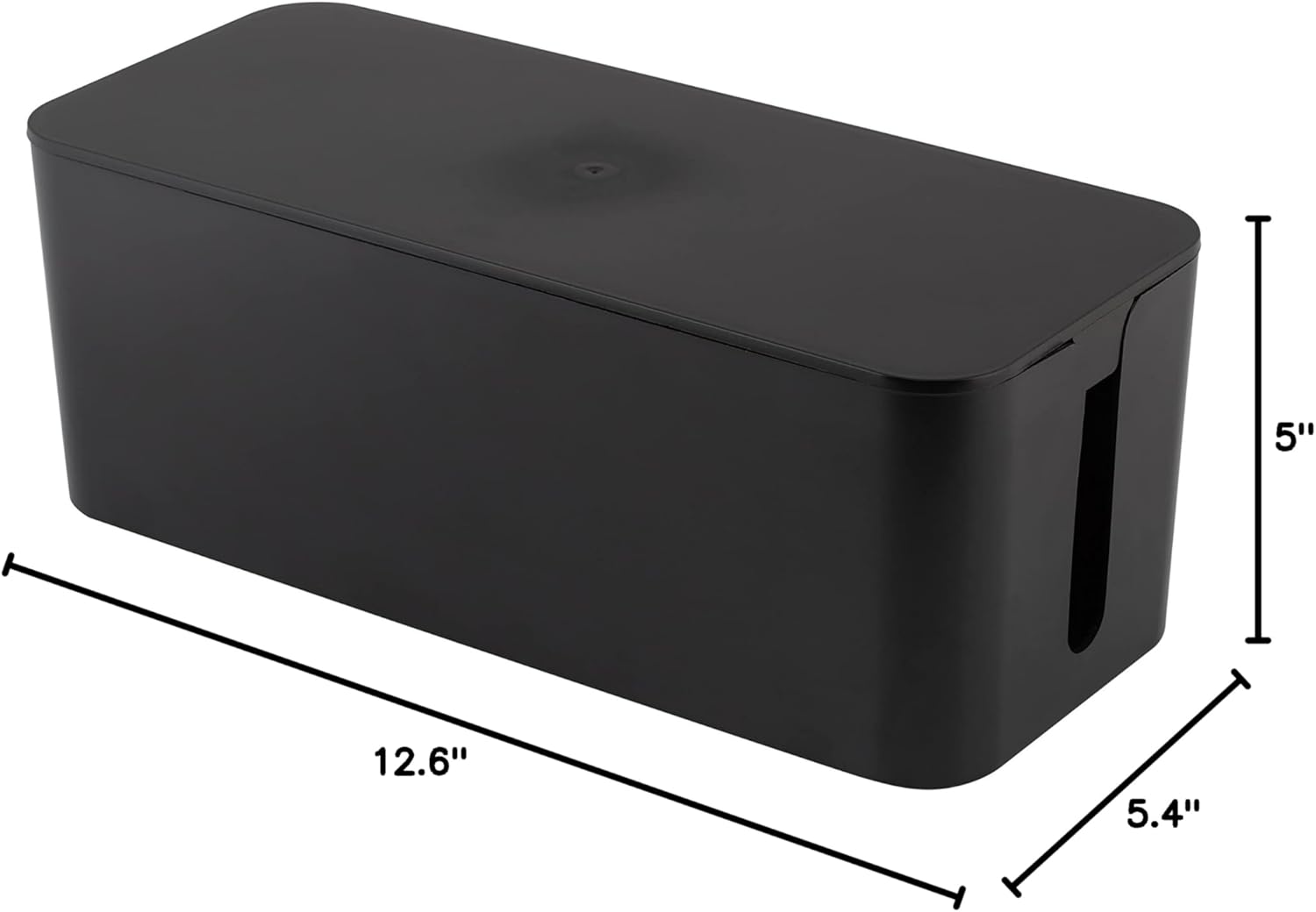 Black Rectangular Lidded Cable Organizer Storage Bin Set