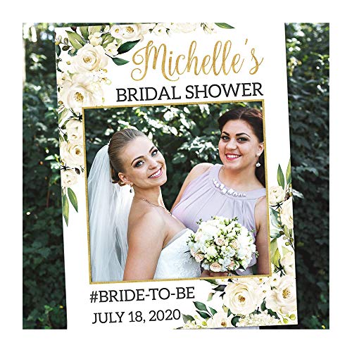 Floral Bridal Shower Photo Booth Frame - Personalized Bridal Shower Photo Props â€“ Custom Bridal Shower Frame Photo Booth