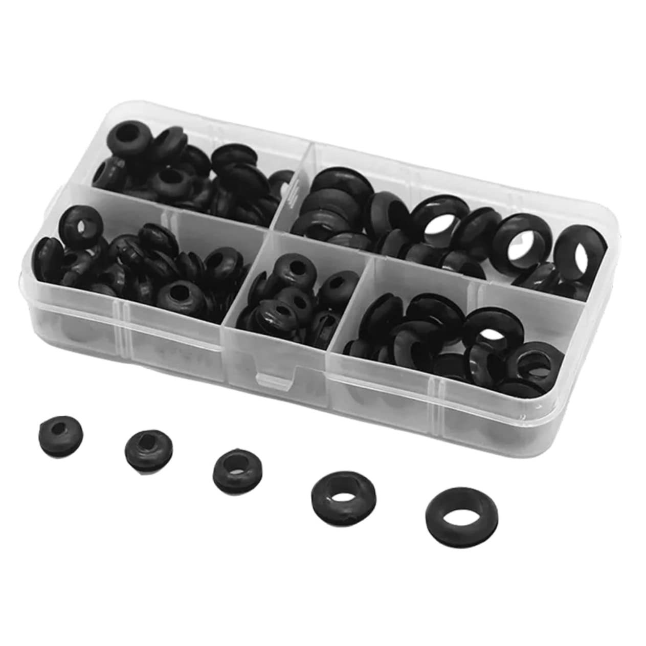Operitacx 5 Set Gommino Buco Isolamento Passacavi Per Fori Cavo Filo Fermelli Da Cablaggio Passacavi Elettrici Kit Di Annegelli Tappo Del Foro Gomma Da Cancellare Nero 105 Pezzi*5
