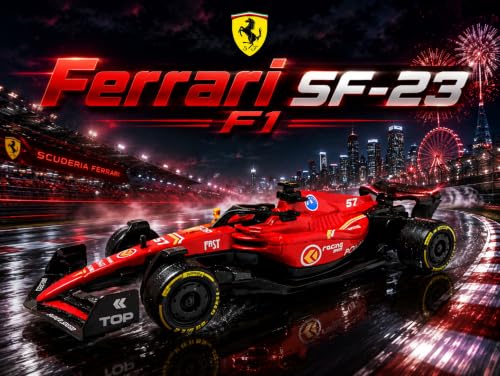 Image of Ferrari SF-23 F1 Racing Car Toy - 1:36 Scale Die-Cast Pull Back Model Car, Premium Red Finish, Durable Metal Body, Collectible Toy Vehicle for Kids Age 3+, Racing Fans & Collectors (Red)