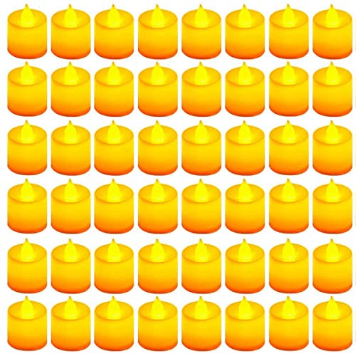 Yixintech キャンドルライト LED 蝋燭 LEDティーライトキャンドル 電池式 ろうそく おしゃれ 癒し 無香料 暖色 クリスマス/パーティー/結婚式/誕生日/お祭りのお祝いの装飾用 (暖かい白, 48個セット)