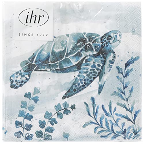 Boston International - C871200 Boston International IHR 3-Ply 20-Count Cocktail Beverage Paper Napkins, 5 x 5-Inches, Aquaworld Waterturtle - Image 3