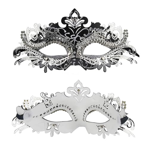 Image of Coddsmz Couples Masquerade Mardi Gras Christmas Venetian Cosplay Costume Halloween Party Mask Set