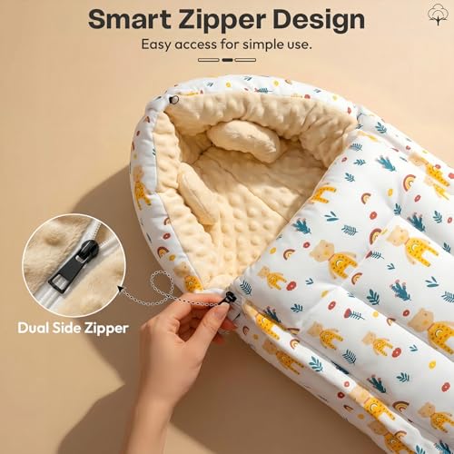 Image of StarAndDaisy 3 in 1 Baby Sleeping Bag /Baby Bedding Set for new Born, Baby Bed for New Born /Foldable & Washable Cotton Design /Comfortable Sleeping Bag for Baby 0-12 Months (Giraffe Print)