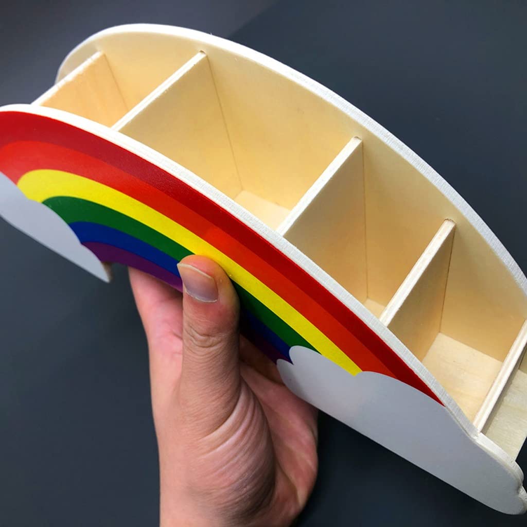 Przybory Szkolne Drewniany uchwyt do długopis Kreatywny Rainbow Desktop Stacjonarny Organizator Wielofunkcyjny Uzupełnianie Ołówek Uchwyt biura Przechowywania