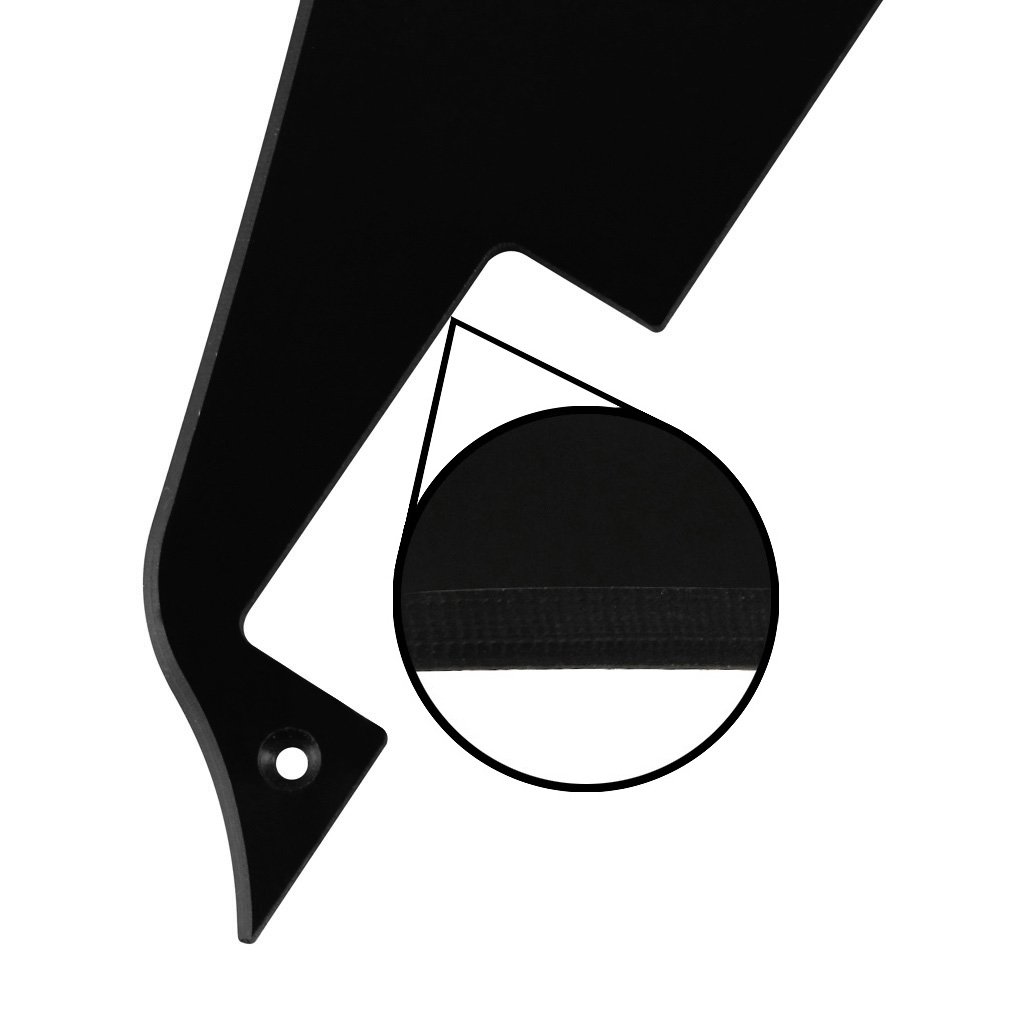FLEOR Set of LP Pickguard/Control Backplate/Selector Switch Cover/Toggle Switch Ring/Truss Rod Cover/Chrome Bracket/Mounting Screws for LP Standard Guitar Black 1ply - Image 4
