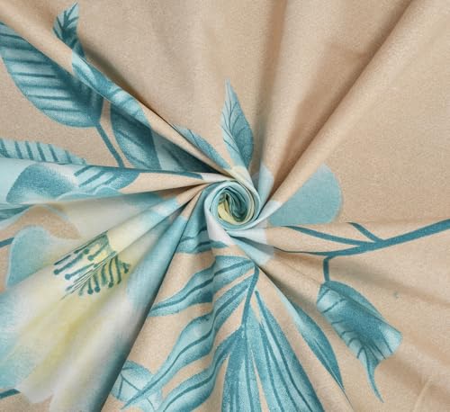 Image of VOMZER 300 TC Cotton Elastic Fitted Bedsheets Single Bed with 1 Pillow Cover | Single Bed with All Around Elastic, Size 36 x 72 x 8 Inches, Aqua Leaves