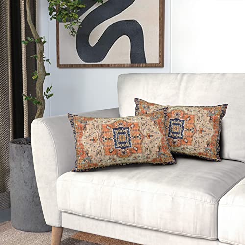 Aztec Terracotta Boho Lumbar Pillow Covers 12X20 Inch Vintage Persian Rust Retro Carpet Rectangle Throw Pillows Small Pillowcases Farmhouse Accent Home Decor For Bedroom Couch Sofa Porch Set Of 2 #TOP1