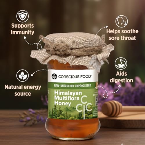Image of Conscious Food Himalayan Multi Flora Honey | 200g | NMR Tested Honey | Certified by German Lab | Raw, Unheated and Unpasteurized