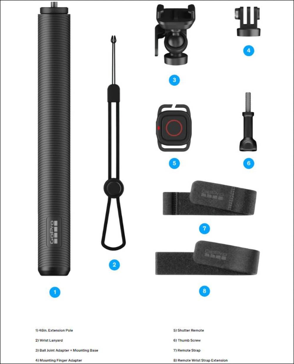Perche GoPro El Grande 2.0 - Extensible 122 cm avec Télécommande