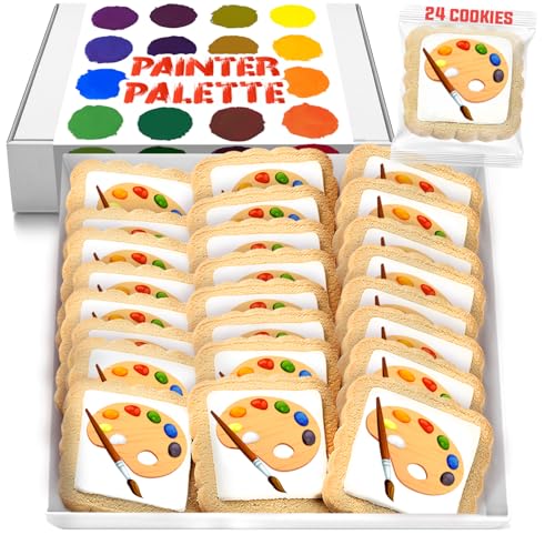 Image of Painters Pallete Cookies Painting Party Favors | Individually Wrapped 24 Pack Cookie | Paint Birthday Kids Adults Treats snacks Artist Art Theme