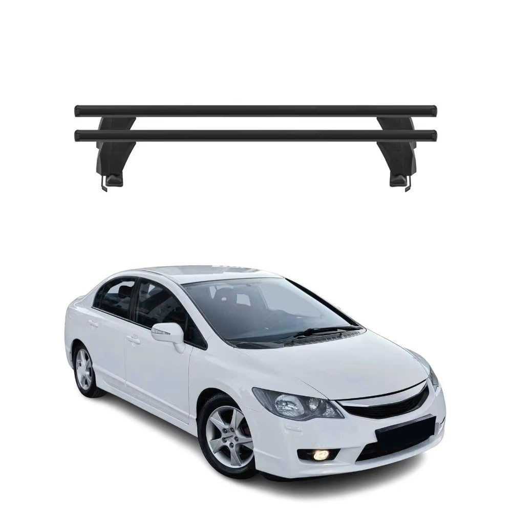 Barre Portatutto Per Civic 2006-2011 Berlina 2 Pezzi In Alluminio Nero Migliorano La Capacità Trasporto Bagagli Dell'auto, Portapacchi E Barre Trasversali Auto Portapacchi
