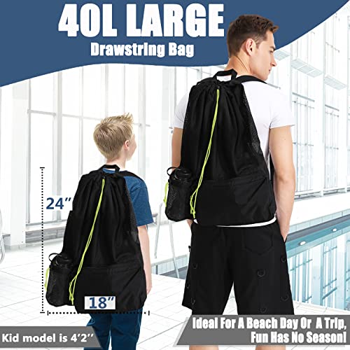 Swim Bags For Swimmers, Large Beach Backpack With Padded Straps, 40L Mesh Swim Backpack, Durable Swimming Bag With 4 Pockets And A Name Tag, Sturdy Swim Gear Bag For Men, Women, Snorkel Gear, Sports #TOP3