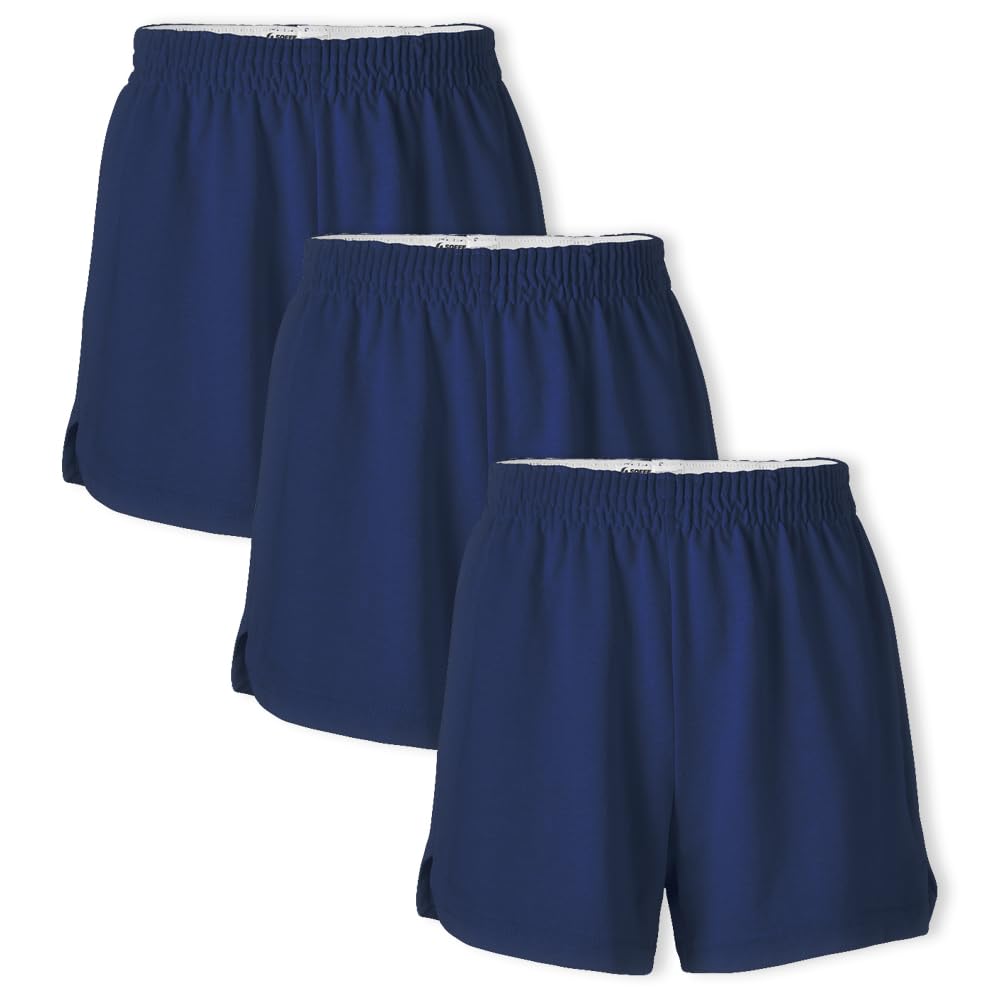 Soffe Youth Girls' Authentic Cheer Shorts, Athletic Cotton Blend, 2.75” Inseam, 3 Pack