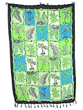 SARONG, weich und fließend Sarong Pareo Palmen und Blätter hellgrün-hellblau Wickelrock Strandtuch Tuch Wickelkleid