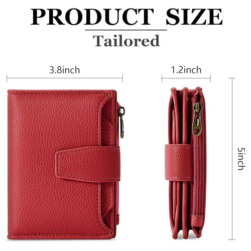 Image of Airkit Small Wallet Women RFID Blocking Leather Bifold Compact Card Holder Wallet for Women with Zipper Coin Pocket 4 ID Window