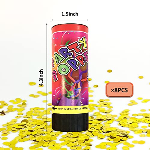 Image of Confetti Poppers Cannons for Wedding Birthday Graduation Baby Shower Kids Fun Party Supplies Decorations and Favors (Gold)