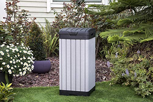 Keter Rockford Resin 38 Gallon Trash Can With Lid And Drip Tray For Easy Cleaning-Perfect For Patios, Kitchens, And Outdoor Entertaining, Grey #TOP7
