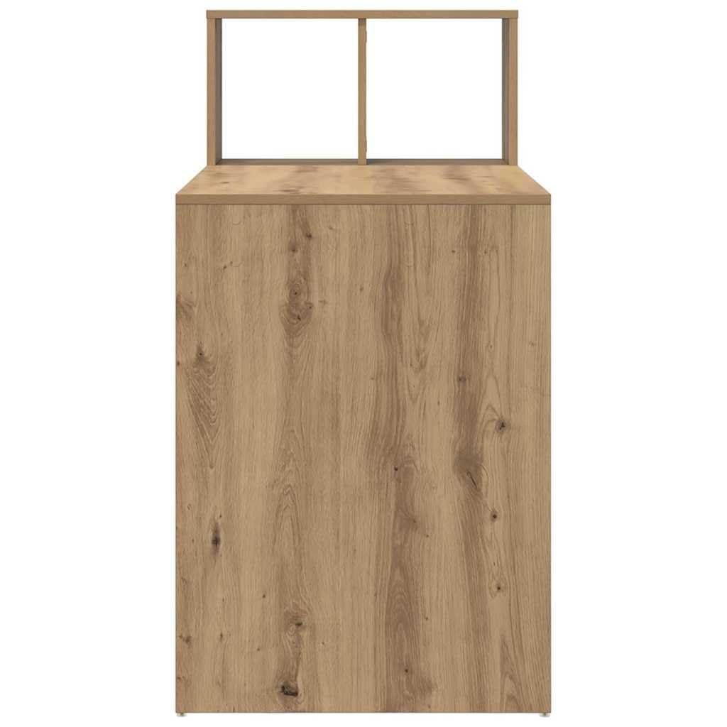Scrivania PC Rovere Artigianale Legno Ingegnerizzato 108x55 cm | Tavolo moderno con rialzo per monitor e vano CPU, ideale per ottimizzare lo spazio nello studio o in camera.