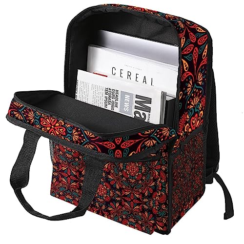 Sac à dos multicolore mandala rouge avec bretelles ajustables