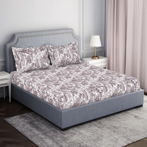 Image of Welspun 132 Tc 100% Cotton Bedsheet for Double Bed with 2 Pillow Cover | Breathable & Super Soft King Size Bedsheet |(274 X 274 CM) - Pink | Serene