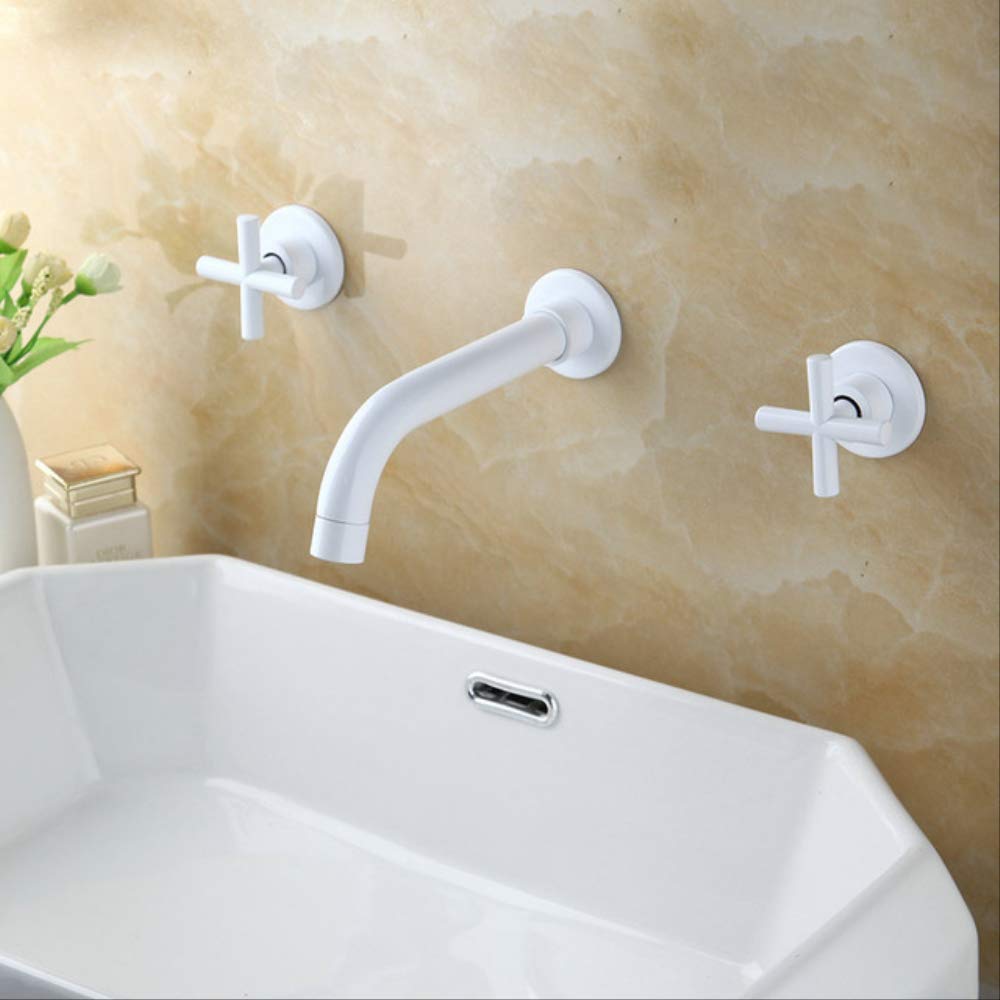 Robinet mitigeur de lavabo mural noir et or pour salle de bain chic