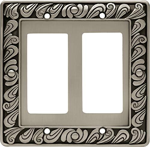 Franklin Brass 64037 Paisley Double Decorator Wall Plate / Switch Plate / Cover, Brushed Satin Pewter