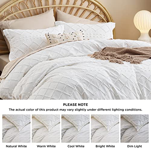 Bedsure Duvet Cover Queen Size - Queen Duvet Cover Set, Boho Bedding Queen For All Seasons, 3 Pieces Embroidery Shabby Chic Home Bedding Duvet Covers (White, Queen, 90X90'') #TOP6