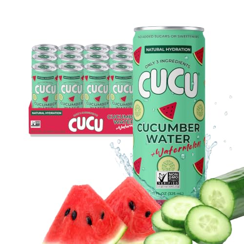CUCU Pressed Cucumber + Watermelon Water, 11 fl oz Cans, 12 Pack