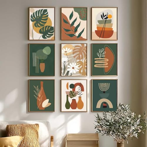 Image of kotart Aesthetic Boho Art Home Decoration | Boho Paintings With Frame For Living Room Bed Room Hotel Wall Decor Digital Reprint Set of 9 (10X13 inch)