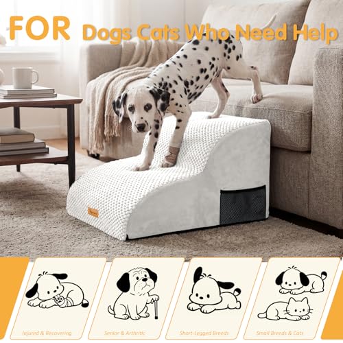 Image of Topmart High Density Extended Foam Dog Ramp&Steps 2 Tiers,11.8 inch High | Non-Slip Dog Stairs,Soft Foam Pet Ladder with Removable Cover,Best for Injured,Older Cats,Pets with Joint Pain