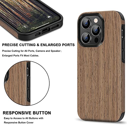 Coque iPhone 14 Pro Max en bois de rose véritable et silicone élégant TENDLIN - 5