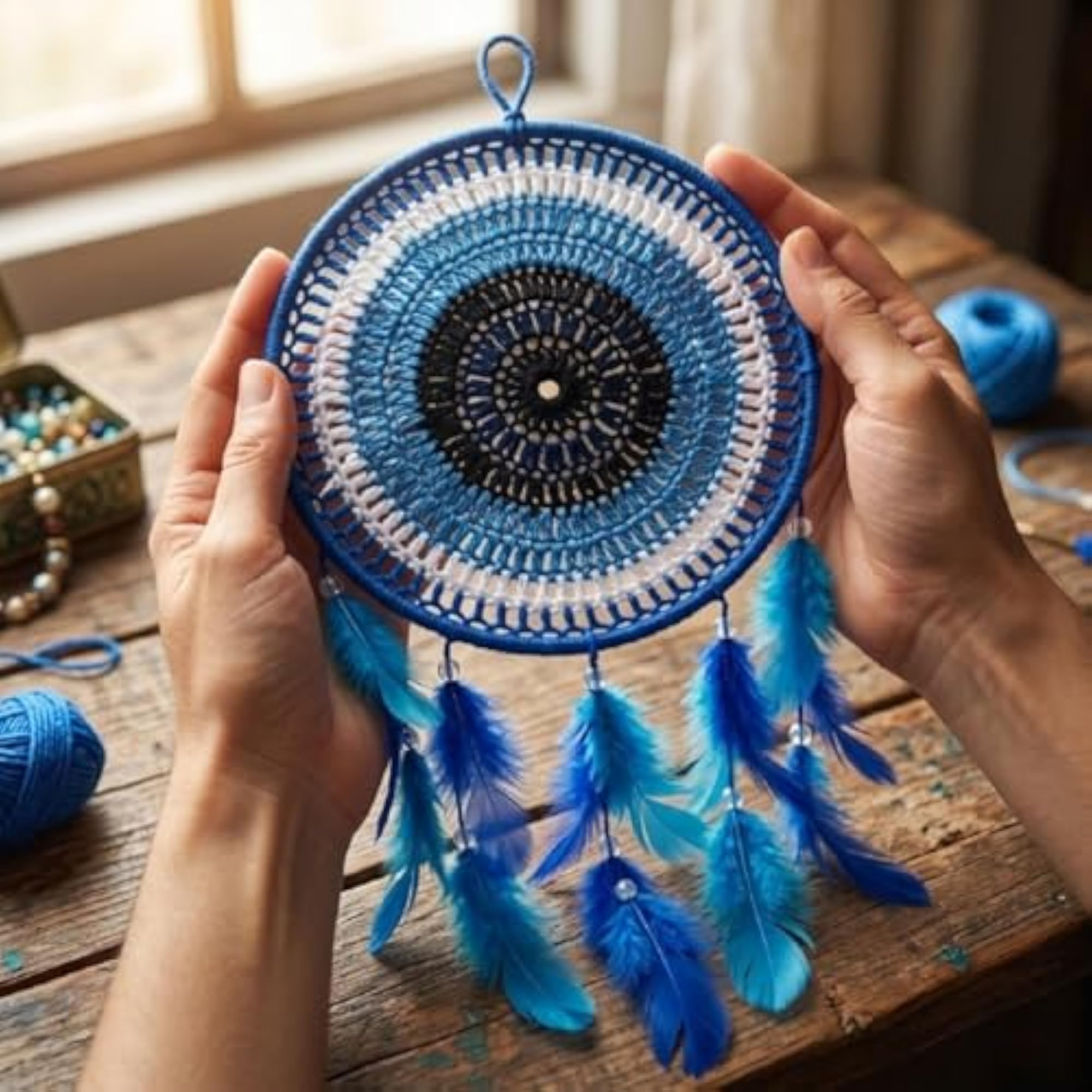 Handcrafted Evil Eye Dream Catcher Wall Hanging