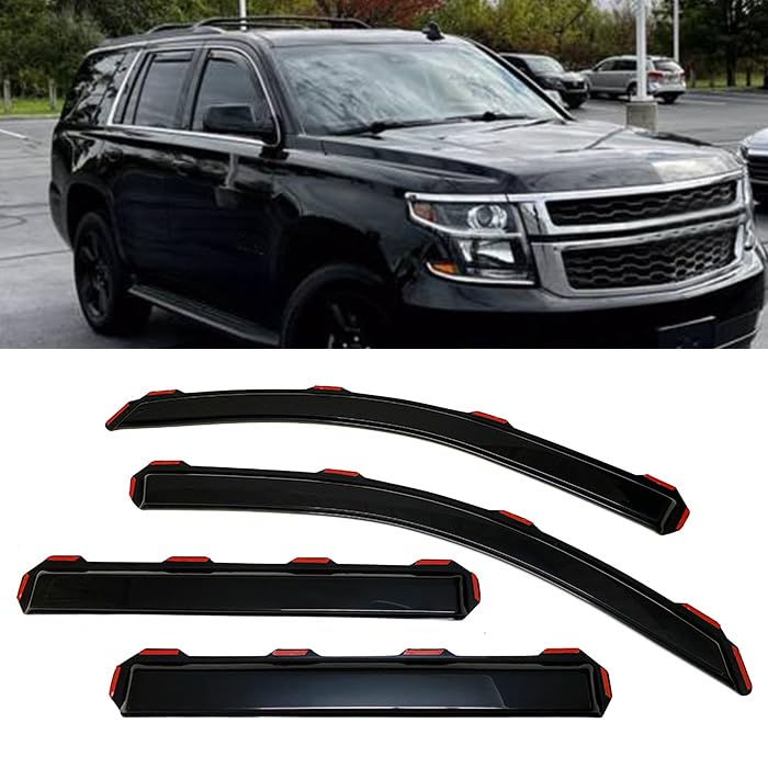JUMBOMOTOR in-Channel Style Smoke Window Sun Rain Visor Vent Guard Deflector Shade Fit for 2015-2020 Chevrolet Tahoe and GMC Yukon