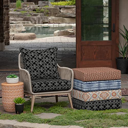 Image of Arden Outdoor Deep Seat Cushion Set (2-Pack), 24 in x 24 in, Weather-Proof, Rain-Proof, Fade Resistant Patio Cushion for Chair, Sofa, and Couch Black Global Stripe