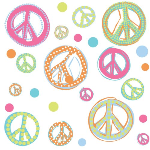 Vinilos decorativos con signos de paz y brillo multicolor