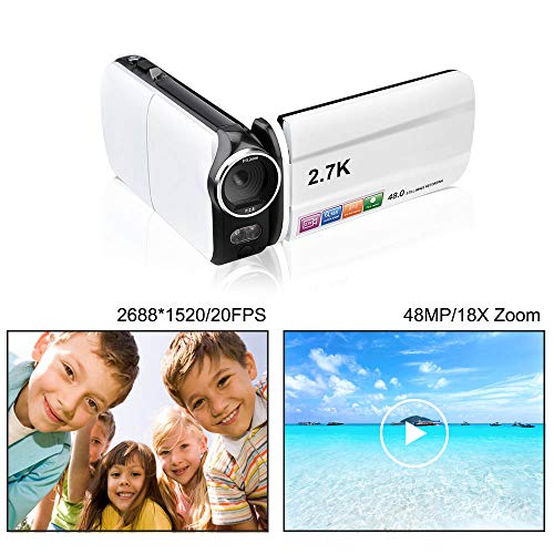 Video Camera Camcorder, CamKing 2.7K 18X HD Ultra-Thin Digital Video Camera with 3.0 Inch HD Touch Screen Digital Zoom Camera Recorder - Thumbnail 3