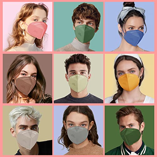 Image of XDX KN95 Face Masks, 60PCS Individually Wrapped KN95 Pink Masks for Adults, 5 Layer Breathable Masks Disposable with Designs, Filter Efficiency ≥95%, Dusty Rose