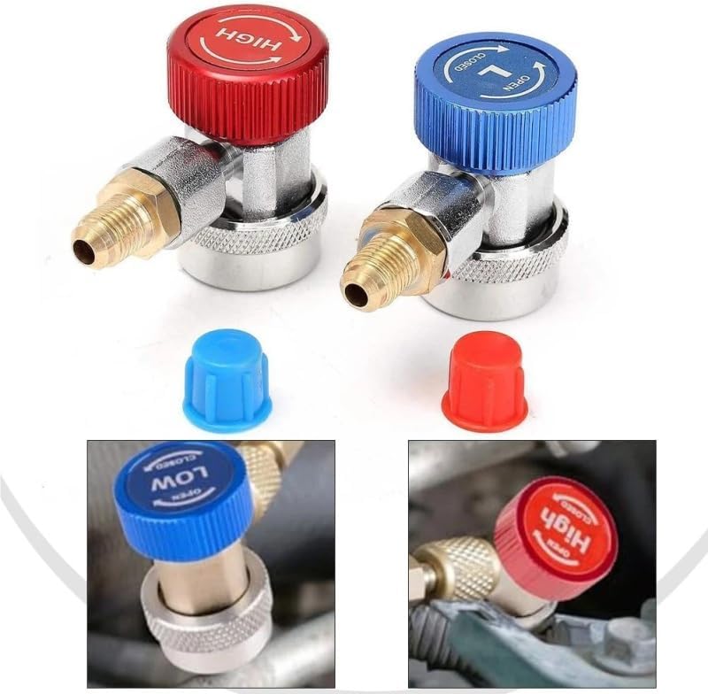 2PCS Adjustable R134A Adapter Hose Accessorie Car A/C High/Low Quick Coupler Pressure Coupler