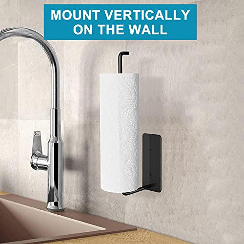 Self Adhesive Paper Towel Holder Under Kitchen Cabinet, Vanwood Paper Towel Rack Stick On Wall, Matte Black Paper Holder Mounted Vertical Or Horizontal In Screws Or Adhesive, Sus304 Stainless Steel #TOP3