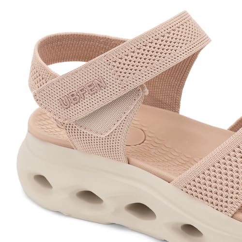 Image of UBFEN Womens Comfortable Walking Sandals with Cushioned Sole | Non-Slip Rocker Bottom, Arch Support, Adjustable Straps, Lightweight Water Sport Platform Summer