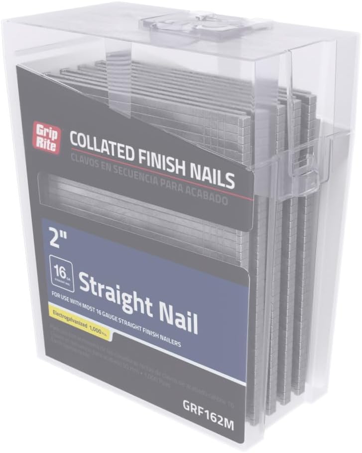 16 Gauge Electrogalvanized Straight Collated Finish Nails, 2"
