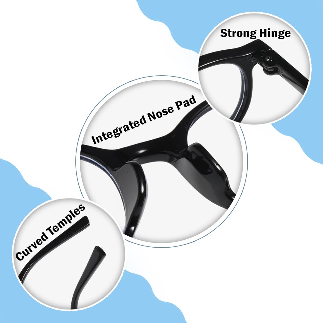 SYGA Children's Anti-Blue Light Glasses Retro Round Black Frame Cute Kids Suitable For Age 4 to 12 Years old 3