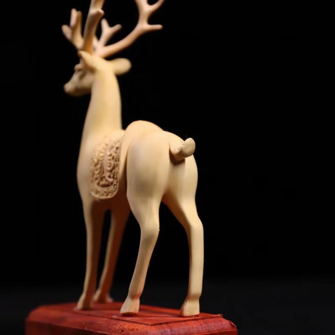 Amazon.co.jp: dsdsad 木彫り エゾシカ 鹿(Sika Deer) 天然木製(柘植