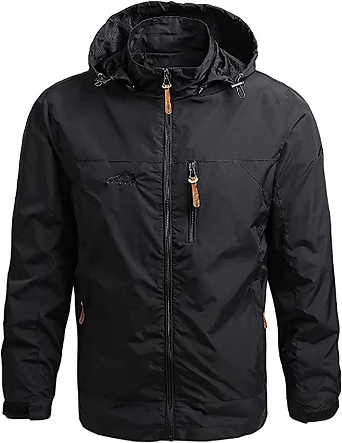 ERWAAD Outdoorjas voor heren, met Fendt-print, waterdicht, licht, windbreaker, wandelen, camping, capuchonjas met ritssluiting, winddichte lentejas, kleur zwart, maat S ERWAAD Outdoorjas voor heren, met Fendt-print, waterdicht, licht, windbreaker, wandelen, camping, capuchonjas met ritssluiting, winddichte lentejas, kleur zwart, maat S