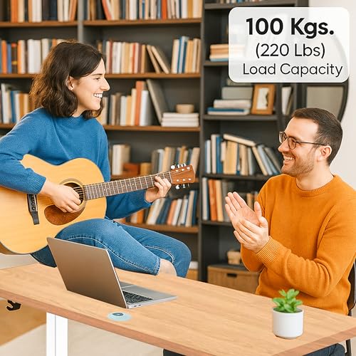 Image of iVOOMi Compudesk Imperium Automatic Height Adjustable Everyday Ergonomic Sit Stand Desk for Office Work with Advance Memory Preset, 100 Kgs Max Weight Capacity, 4 Preset Height Options - Light Brown
